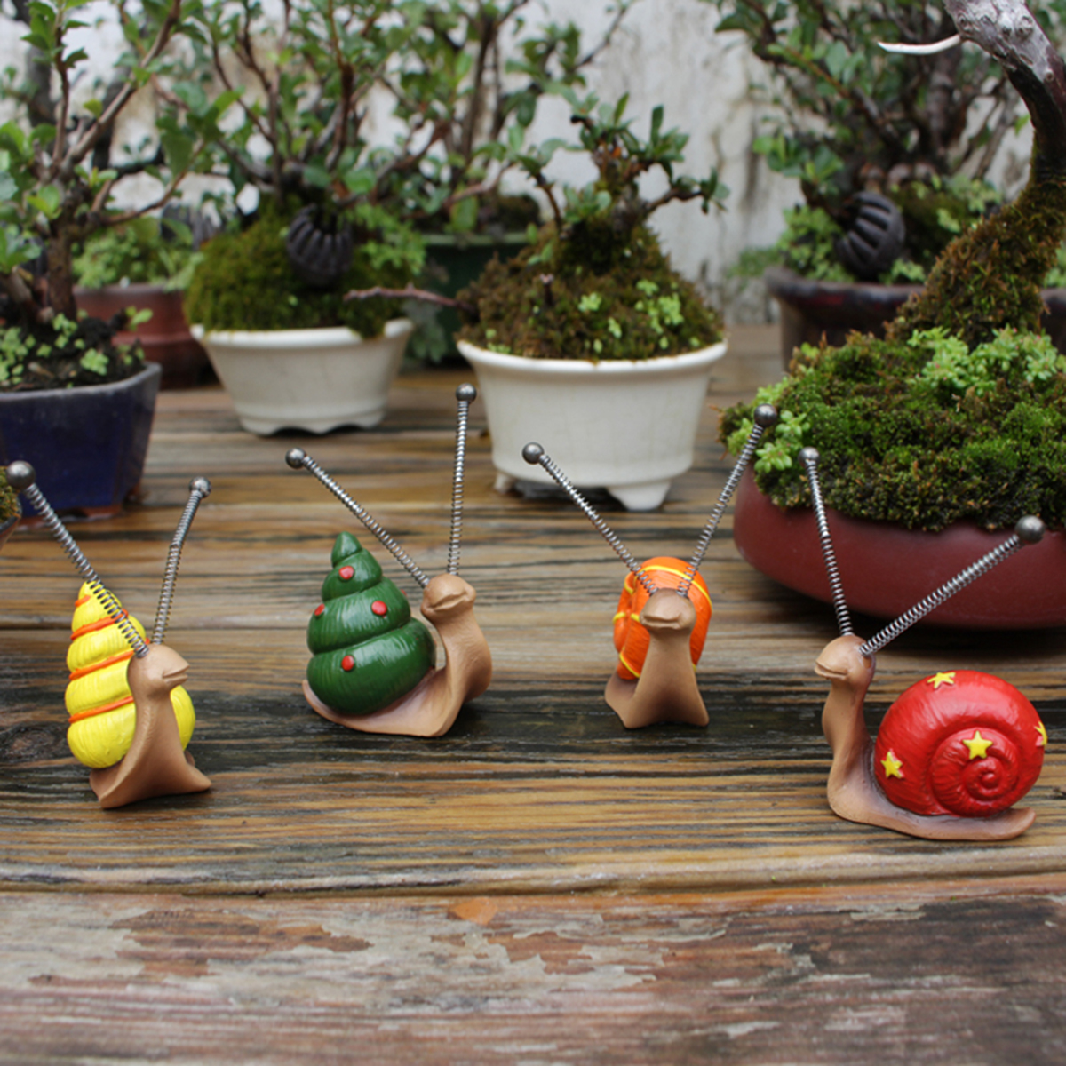 4pcs, Mini Snail Sculpture Bon - Bonsai Garden Ideas review and price