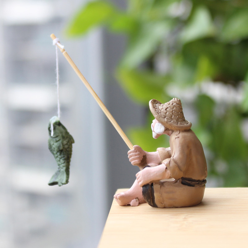 Fishing Old Man Resin Figure S - Bonsai Garden Ideas review and price