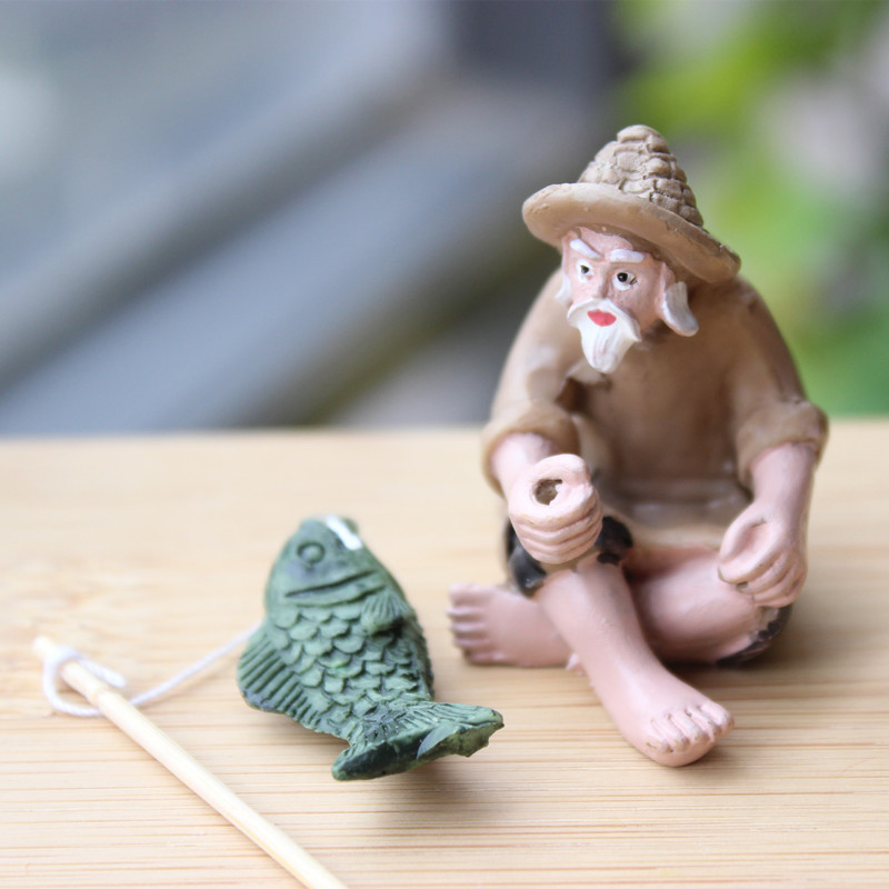 Fishing Old Man Resin Figure S - Bonsai Garden Ideas review and price